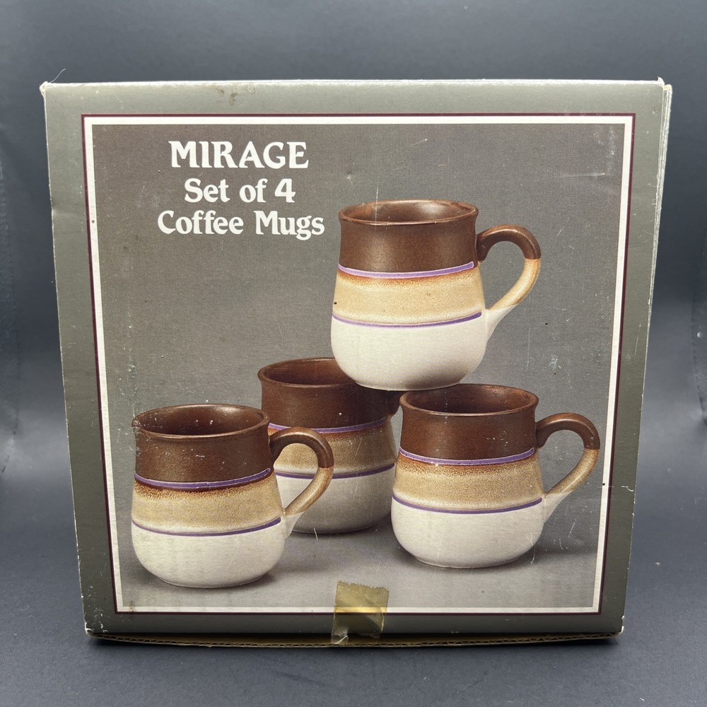 NIB Set of 4 Service Merchandise‎ Mirage Coffee Cups 1987 Decor